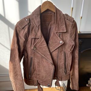 Blank NYC taupe suede Moro jacket